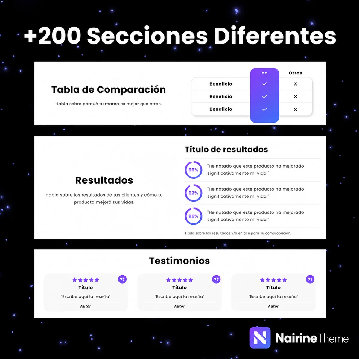 NairineTheme — Secciones