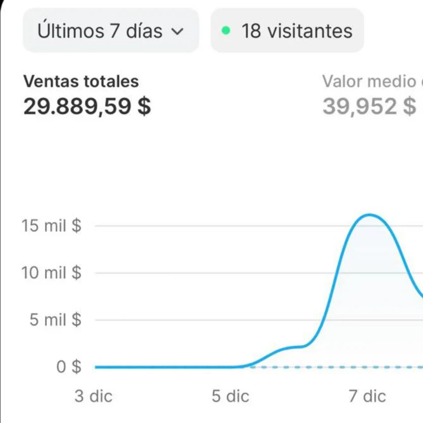 Panel de Shopify con ventas reales tras instalar NairineTheme